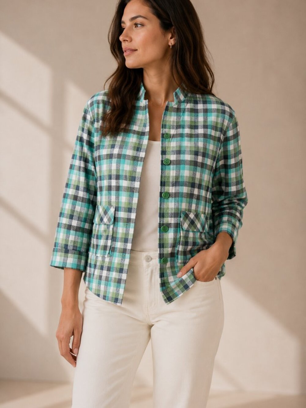Leylie Los Angeles Plaid Shacket Jacket Size S Japanese Cotton Utility Chore